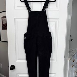 Paige black denim overalls.